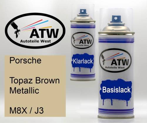 Porsche, Topaz Brown Metallic, M8X / J3: 400ml Sprühdose + 400ml Klarlack - Set, von ATW Autoteile West.